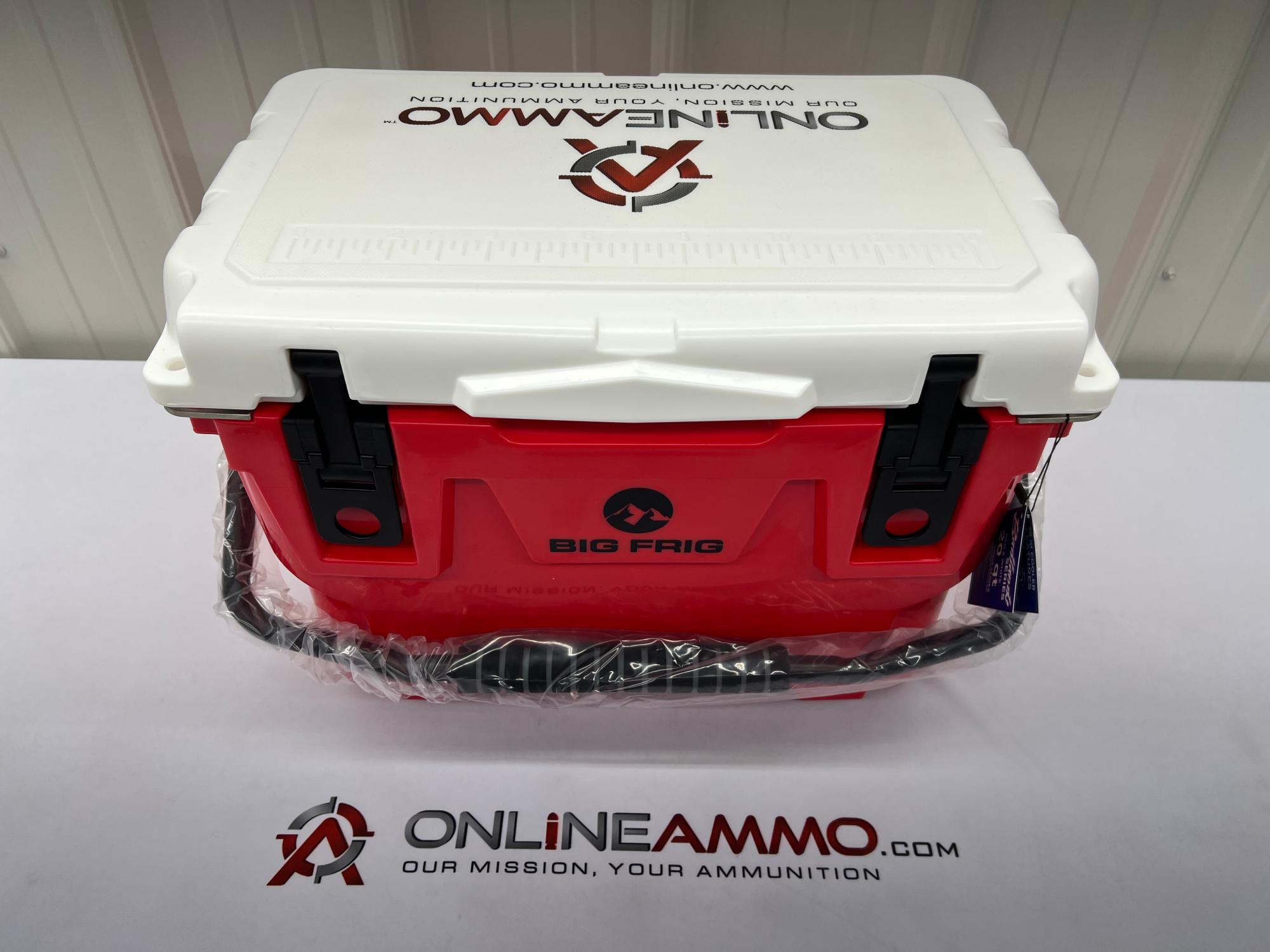 OnlineAmmo Red  White 20 Quart Cooler | 819635020747